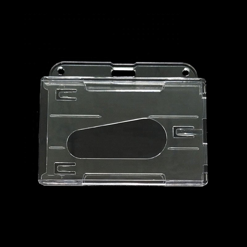 Vertical and Horizontal Rigid ID Card Badge Holder Hard Plastic PS Material 2 Card Slots Crystal Clear Transparent