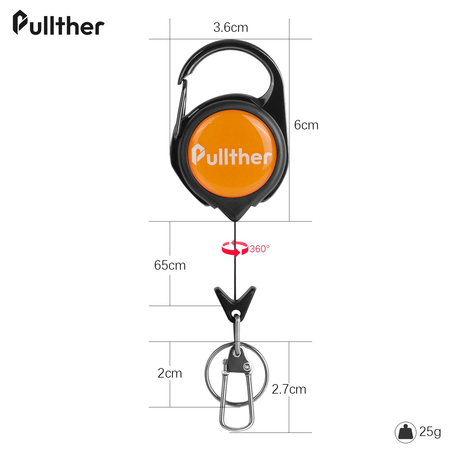 65cm High Quality Pull Retractable Badge Reel Metal for ID Card Belt Clip Key Ring Retractable Keychain Badge Holder Reel