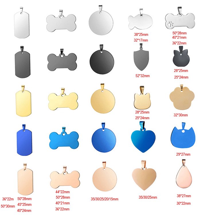 Personalized Custom Dog Tags For Engraving Laser Enamel Sublimation Metal Name ID Tag Wholesale Blank Dog Tags Stainless Steel