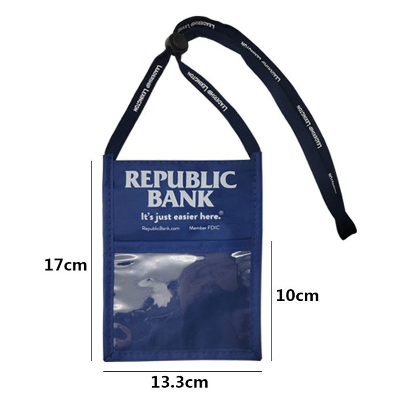 Wholesale Custom Unisex Blue Trade Show Exhibition Style Neck Travel Conference Badge Card Passport Wallet ID Badge Holder Pouch