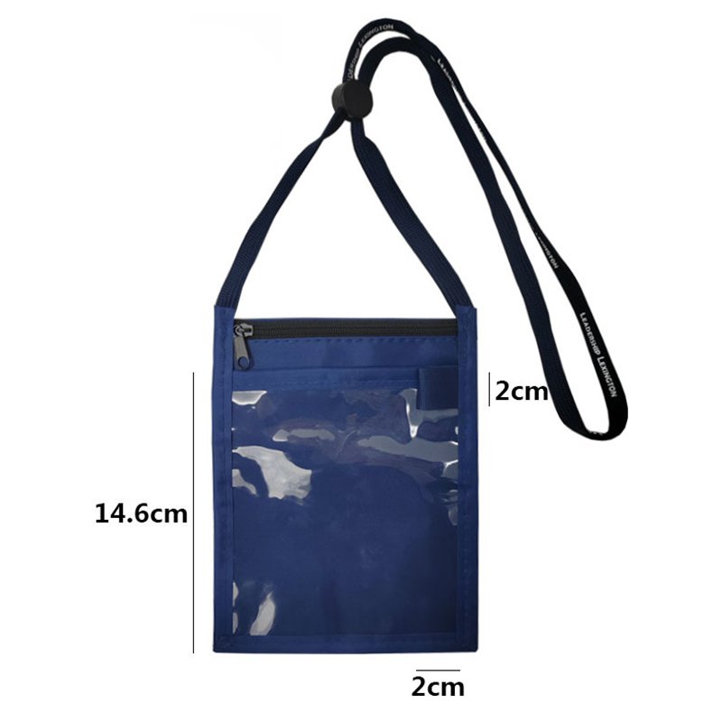 Wholesale Custom Unisex Blue Trade Show Exhibition Style Neck Travel Conference Badge Card Passport Wallet ID Badge Holder Pouch