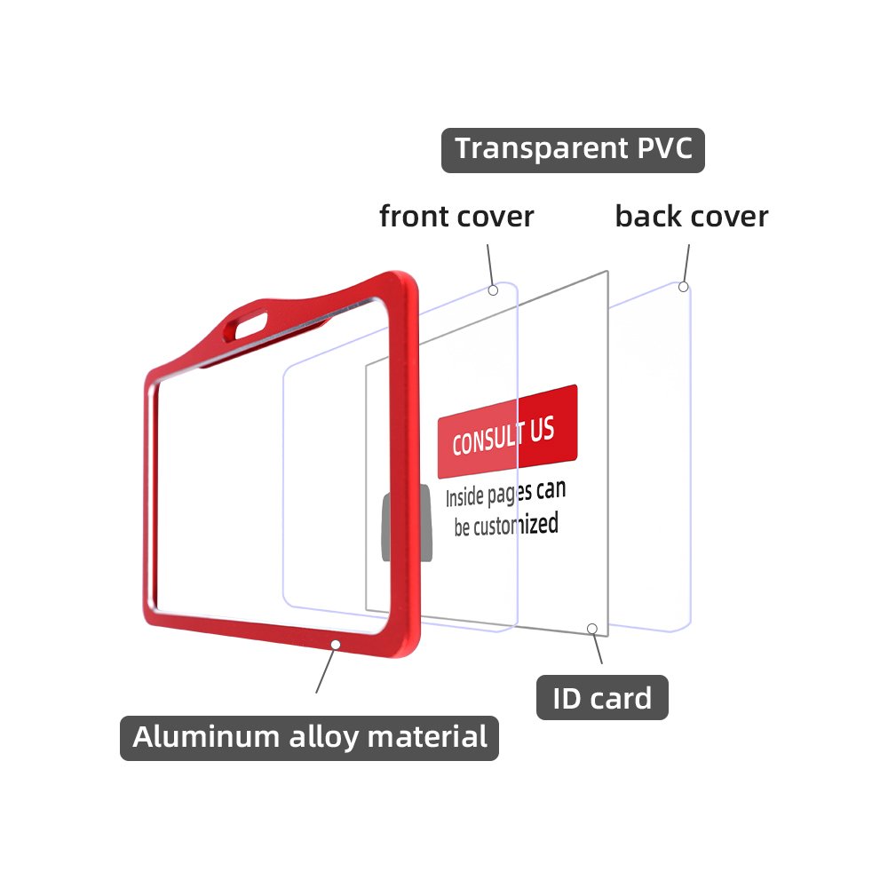 High-Grade Highlight Metal Aluminum Alloy Badge Holder Office ID Card Holder RFID Card Enployee Badge Holder