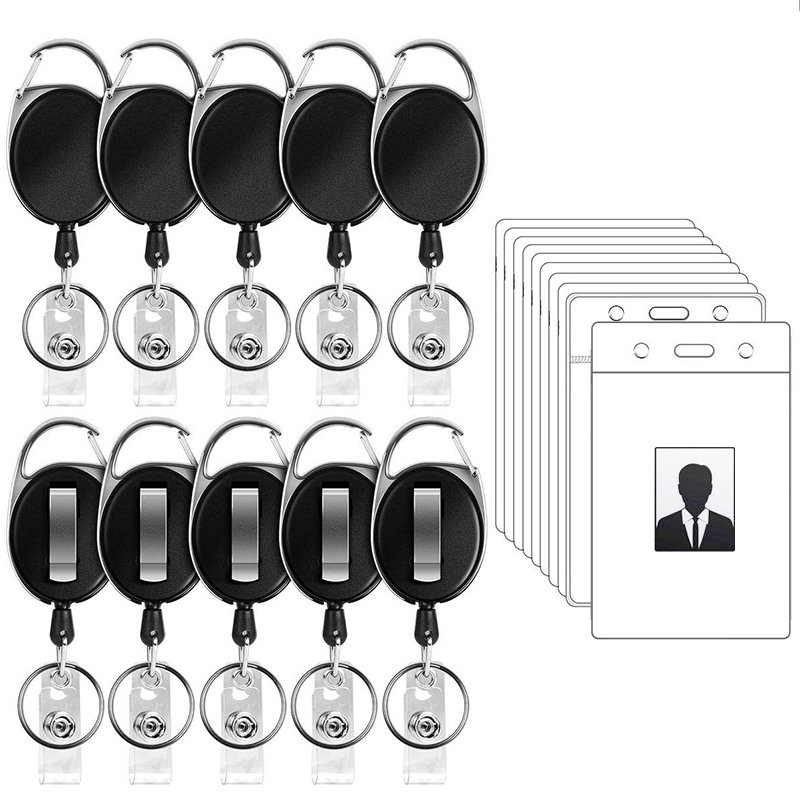Custom Design Black Plain Sublimation Blank Medical Nurse Retractable Clip Key Holder Id Card Badge Reel Holder