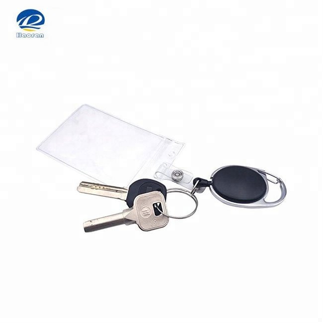 Vertical Style Heavy Duty ID Card Holders Retractable Badge Holders with Carabiner Reel Clip