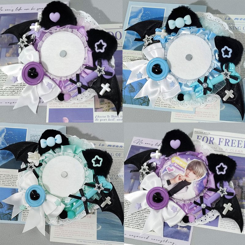 Kawaii Cat Anime Badge Holder Ita Bag Accessories Handmade Ribbon Cat Bow Decoration for 55-58mm Anime Pins Badges