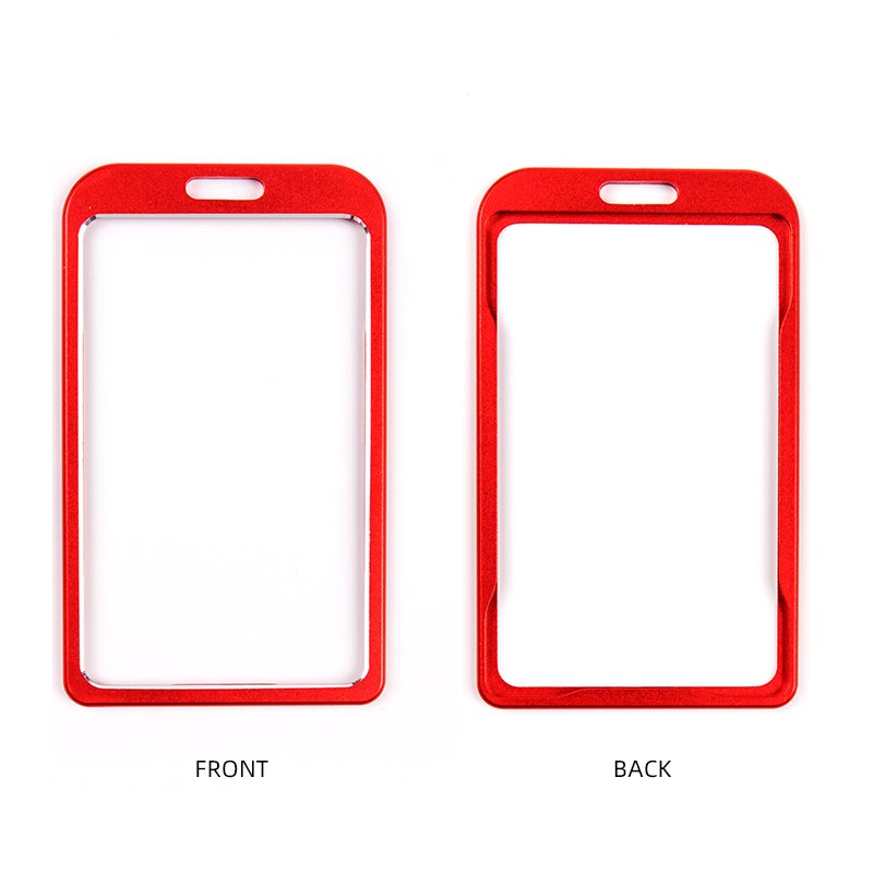 Aluminum ID Badge Holder Metal ID Card Holder ID Credit Card Holder for Office, Worker, Red