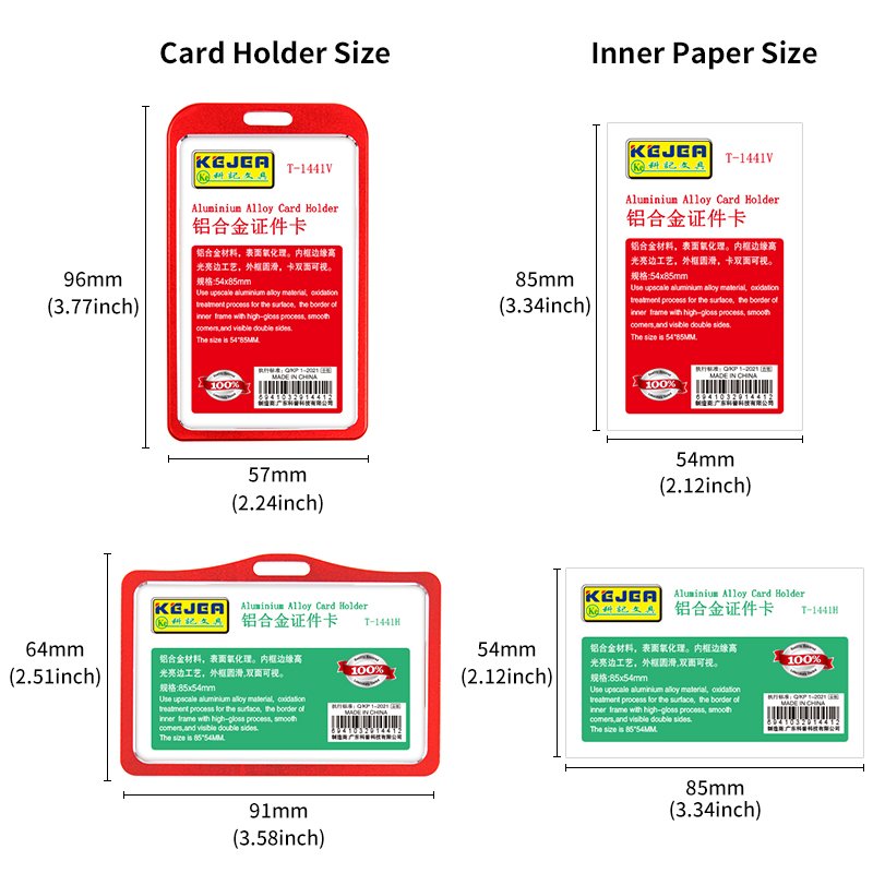Aluminum ID Badge Holder Metal ID Card Holder ID Credit Card Holder for Office, Worker, Red