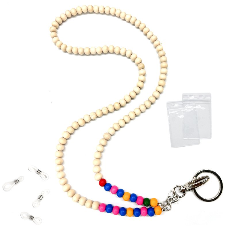 The latest store can customize a variety of natural stone and wood beads ID card badge office daily lady lanyard other lanyard