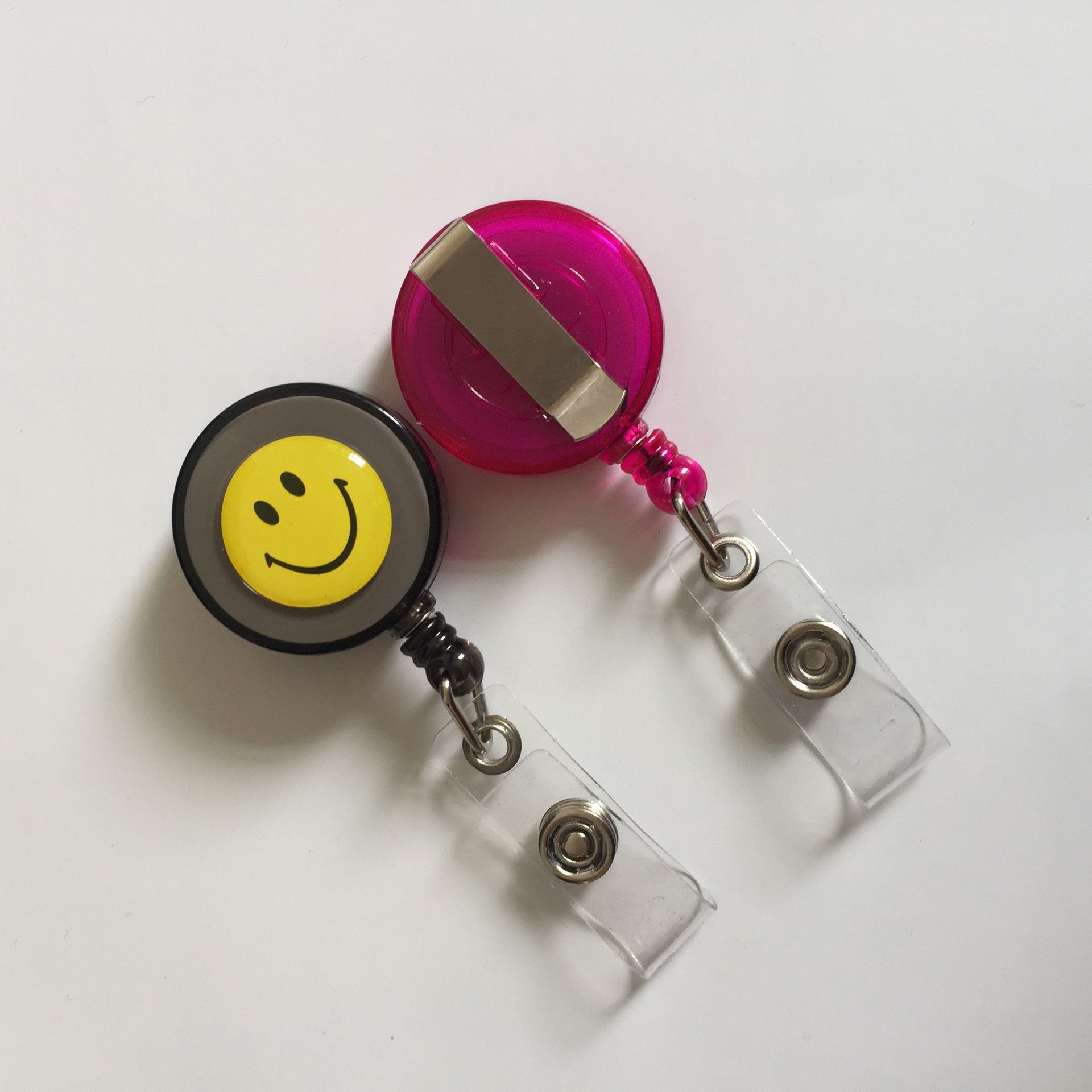 custom logo solid color transparent round yoyo plastic epoxy retractable reel badge for ID card holder
