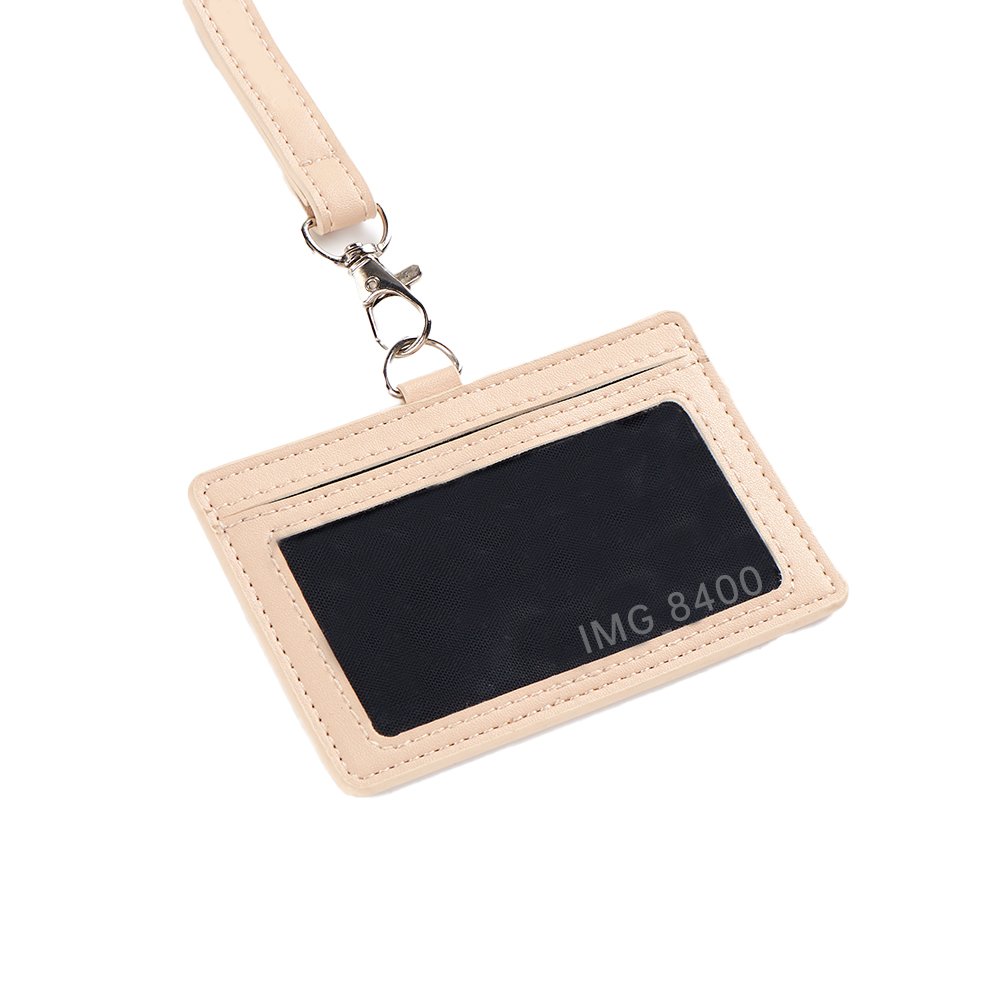 Low Price Customizable Unisex Insert Card ID Lanyard Leather Waterproof Card Holder With String