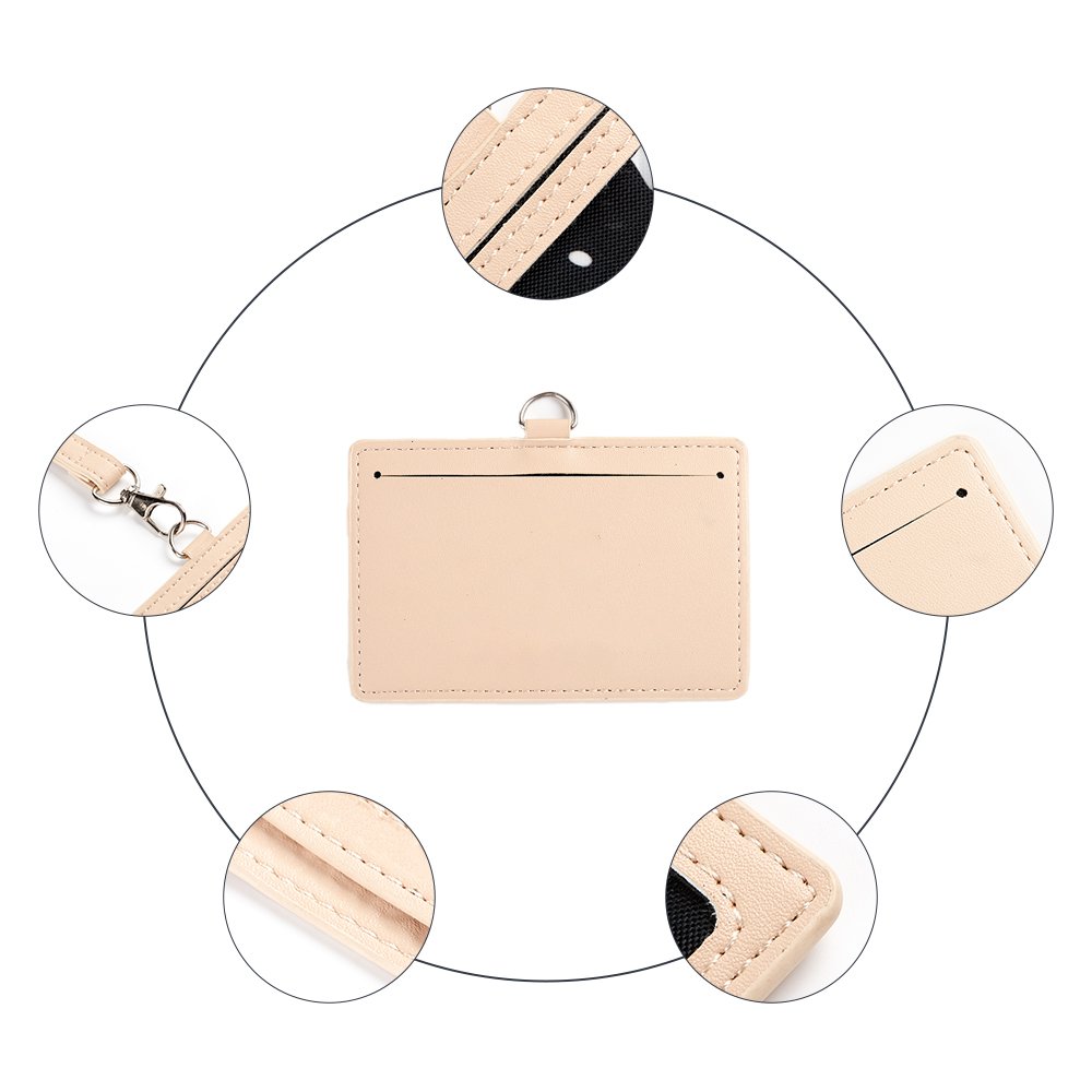 Low Price Customizable Unisex Insert Card ID Lanyard Leather Waterproof Card Holder With String