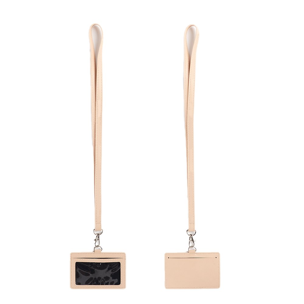 Low Price Customizable Unisex Insert Card ID Lanyard Leather Waterproof Card Holder With String