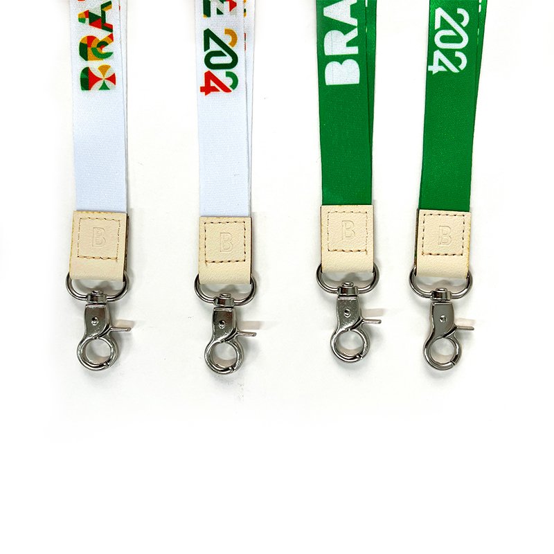 Individual Leather Lanyard Embossed Brand Logo with Durable Metal Hook Neck Straps for Id Badge Holder