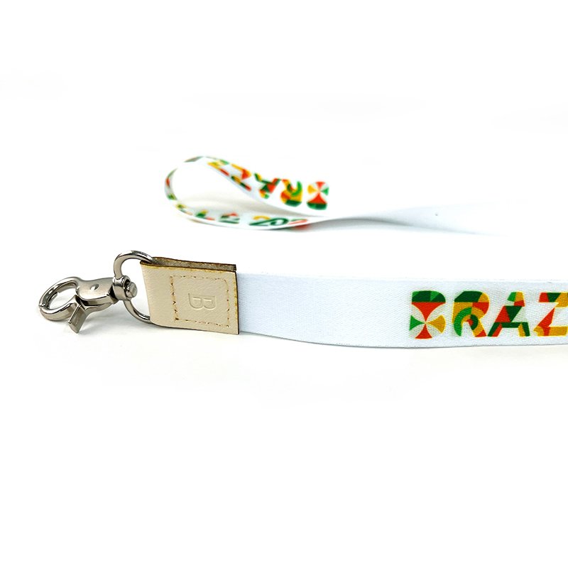 Individual Leather Lanyard Embossed Brand Logo with Durable Metal Hook Neck Straps for Id Badge Holder