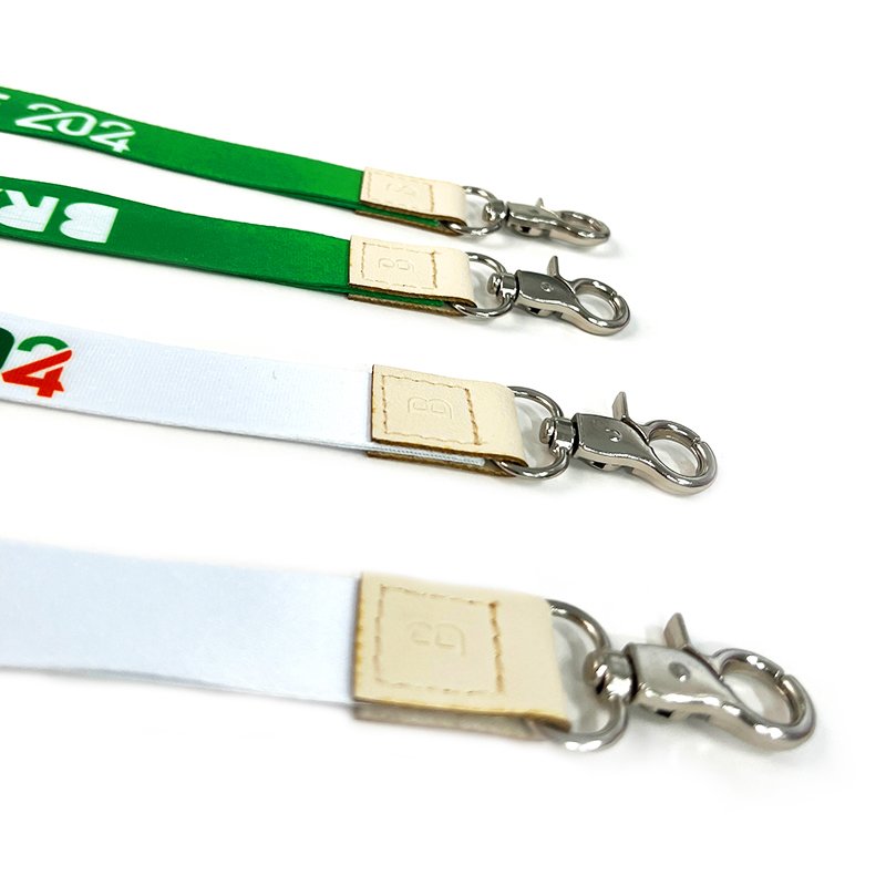 Individual Leather Lanyard Embossed Brand Logo with Durable Metal Hook Neck Straps for Id Badge Holder