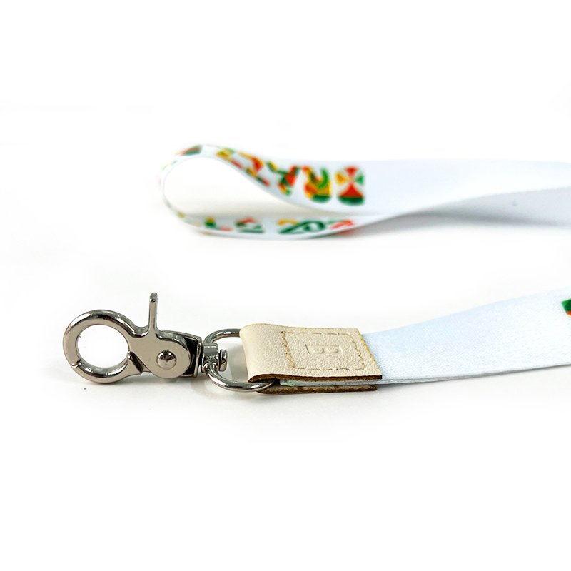 Individual Leather Lanyard Embossed Brand Logo with Durable Metal Hook Neck Straps for Id Badge Holder