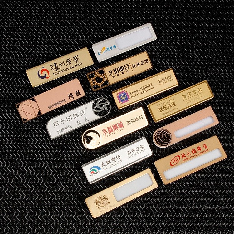 Hot Sale Stainless steel Blank Name Tag Badge Custom Gold Metal Staff Magnetic Metal Reuse Name Badge