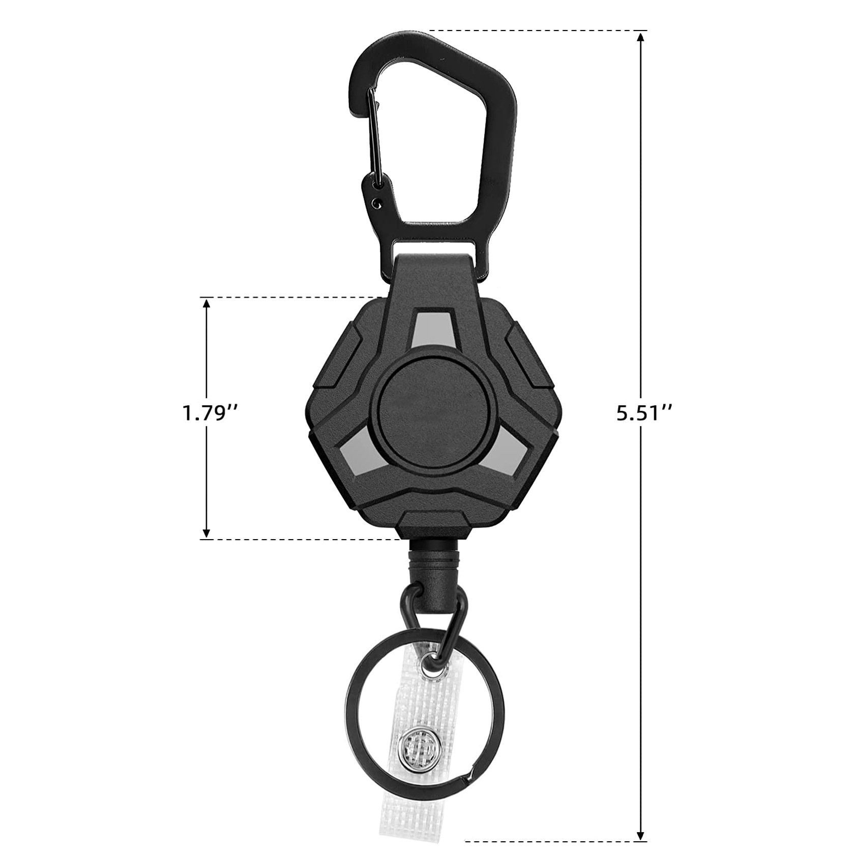 Multifunctional Heavy Duty Easy Pull Badge Reel Buckle Steel Cable Anti-Lost Badge Holder Strong Carabiner Retractable Key chain