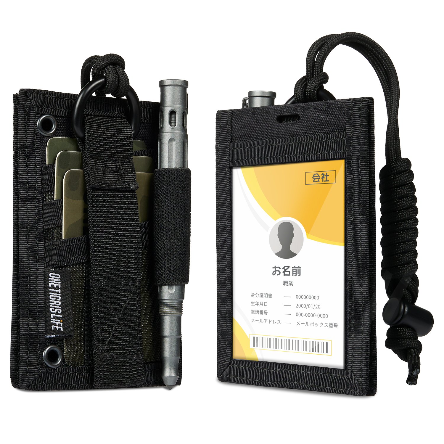1TG Tactical ID Card Holder Hook & Loop Patch Badge Holder Neck Lanyard Key Ring and Credit Card Organizer
