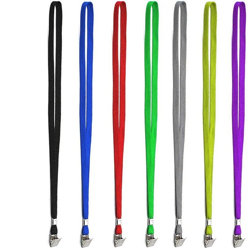 Woven lanyard keychains cotton lanyard with Badge Bulldog Clip