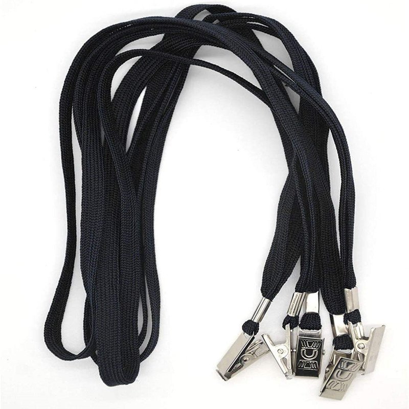 Woven lanyard keychains cotton lanyard with Badge Bulldog Clip