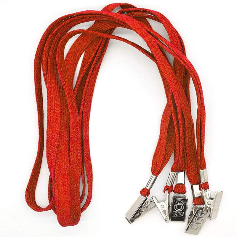 Woven lanyard keychains cotton lanyard with Badge Bulldog Clip