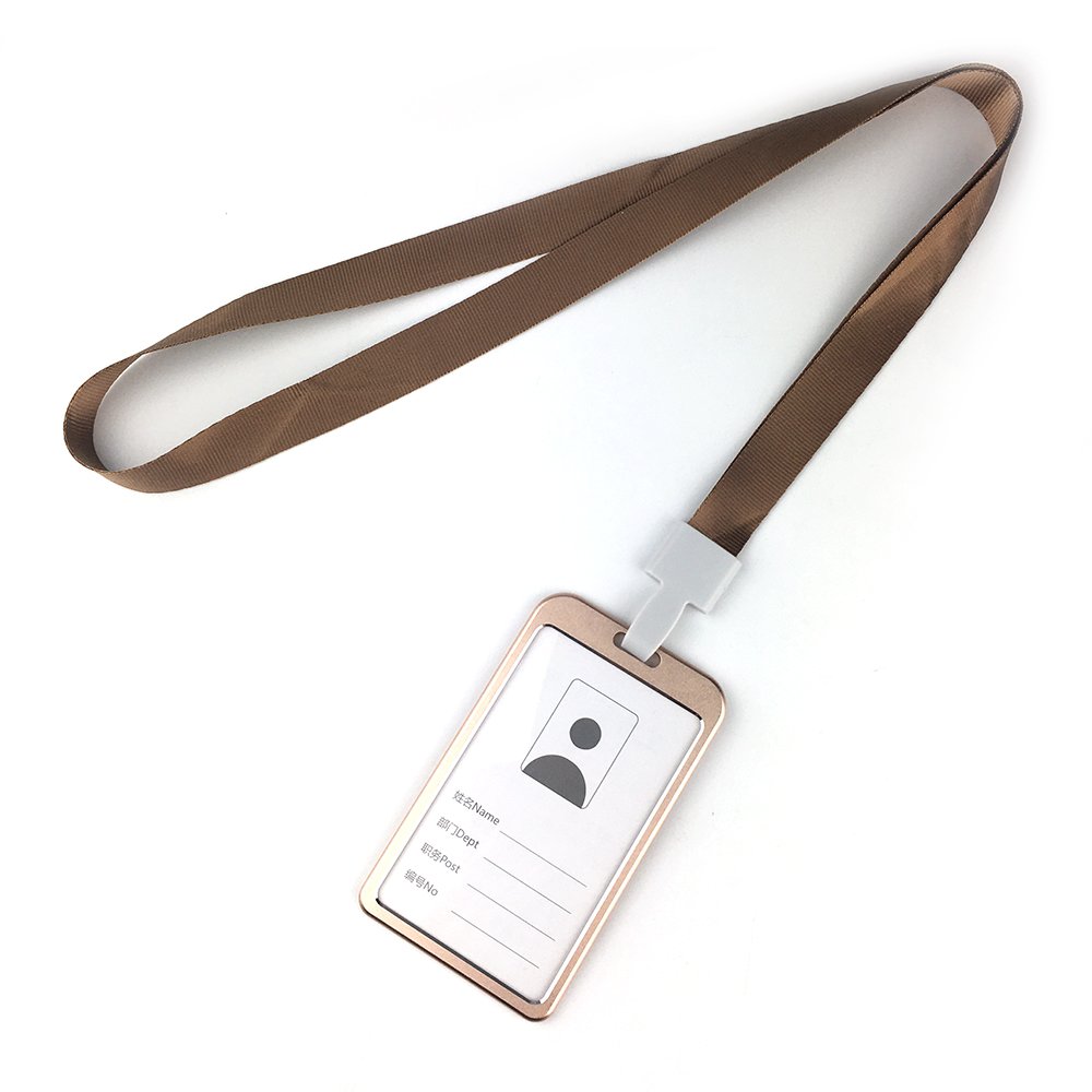 Aluminum alloy ID card holder badges and Name Badge Holder with Vertical with custom polyester lanyard