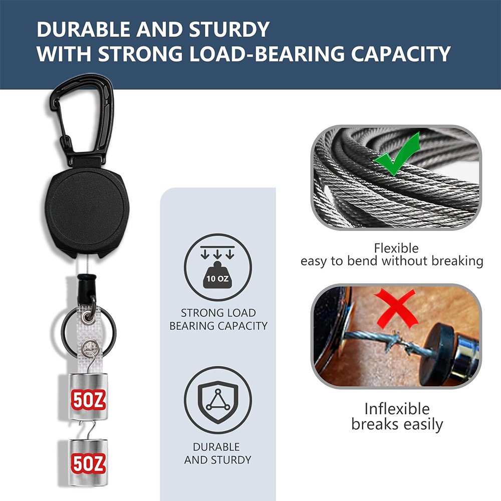 P-065 4CM Outdoor Heavy Duty Telescopic Badge Reel Extendable Keychain Carabiner Retractable Badge Holder Reel Clip
