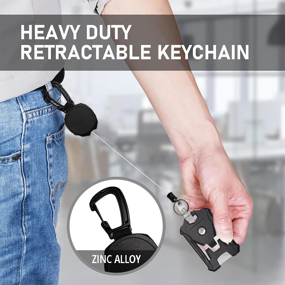 P-065 4CM Outdoor Heavy Duty Telescopic Badge Reel Extendable Keychain Carabiner Retractable Badge Holder Reel Clip
