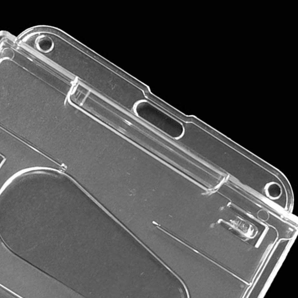 Hard Plastic Double-Faced Card Holder Transparent Clear Horizontal ID Badge Holders Card