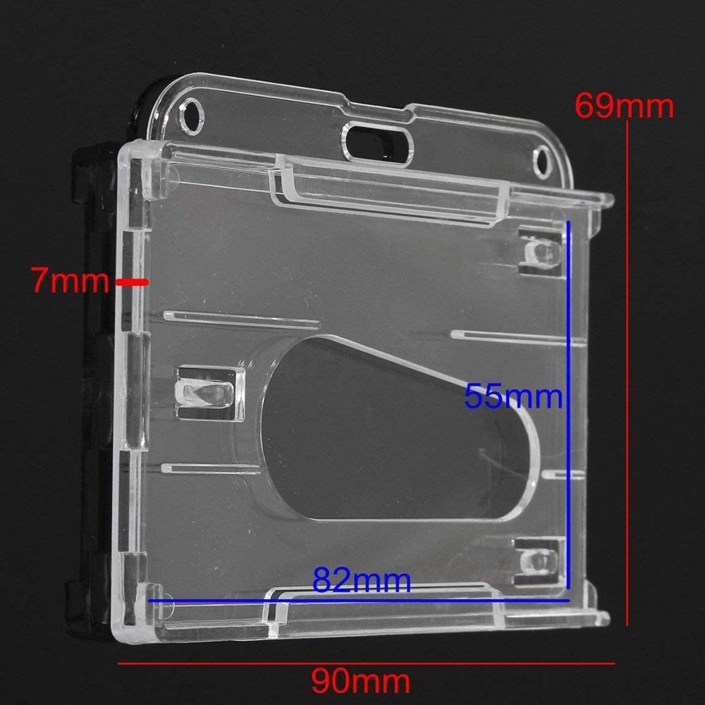 Hard Plastic Double-Faced Card Holder Transparent Clear Horizontal ID Badge Holders Card