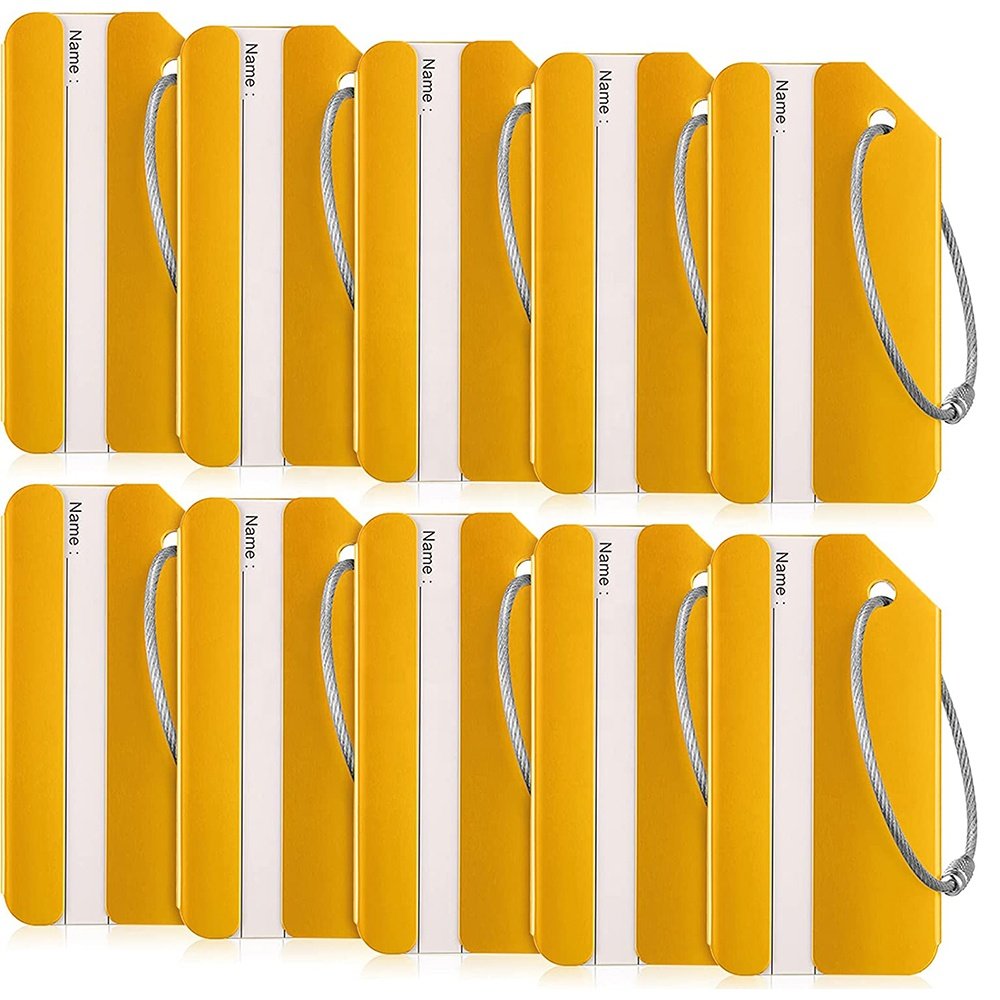 Metal Luggage Tags Name ID Cards Aluminum Suitcase Labels Card Holders with Stainless Steel Loops