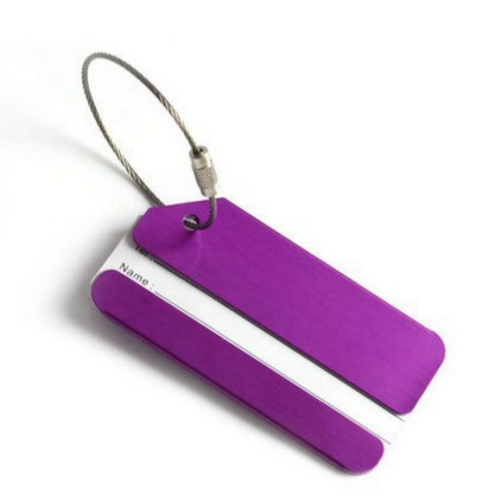 Metal Luggage Tags Name ID Cards Aluminum Suitcase Labels Card Holders with Stainless Steel Loops