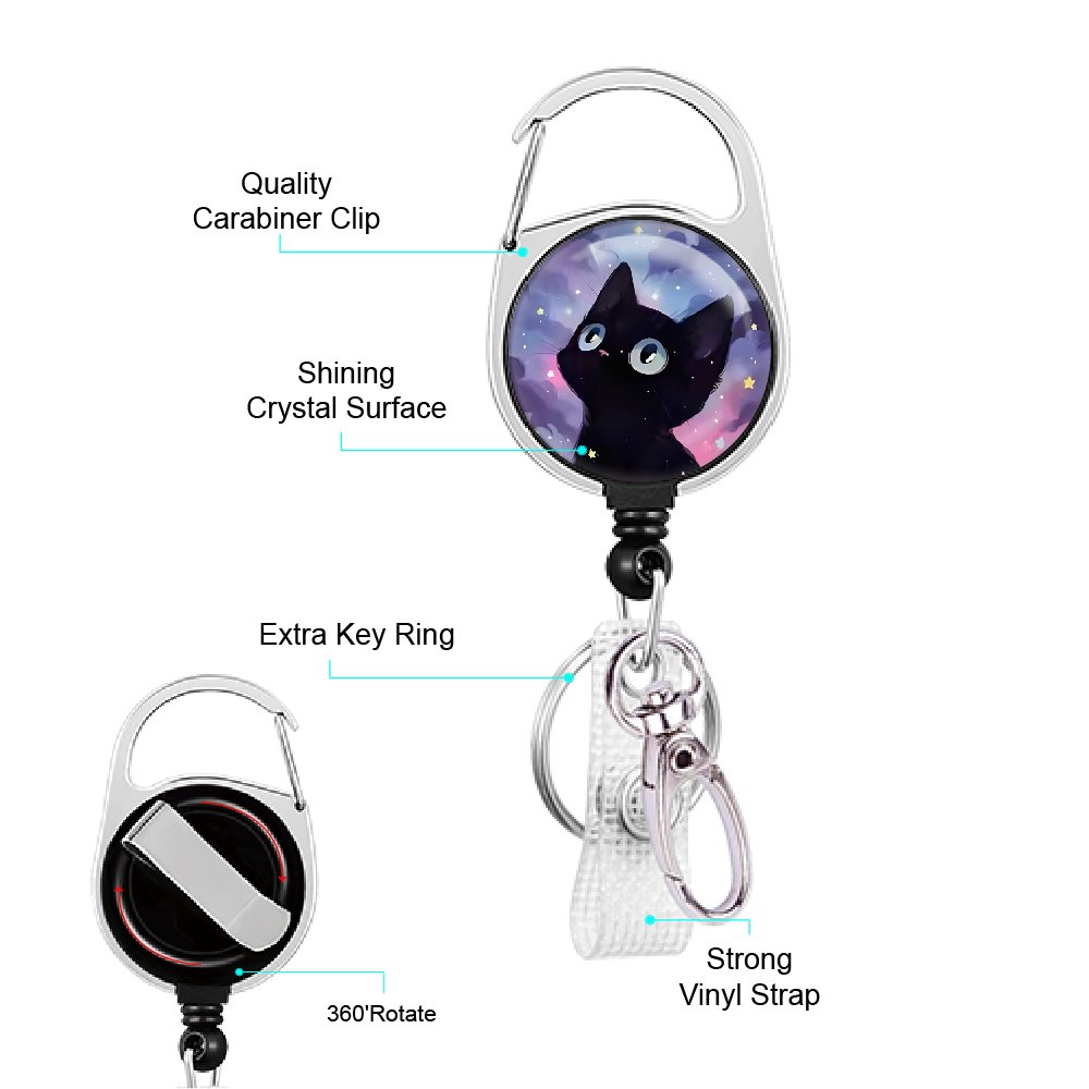 FUNNY Retractable Cat Badge Holder Vertical Document & Card Protector for Nurses Doctors Teachers Students ID Holder