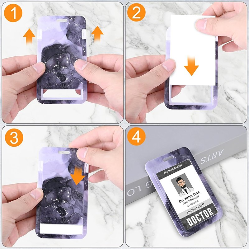 Colorful Sliding Hard Plastic Id Badge Holder Card Protector For Office School Nurse Credit Cards Proximity Key Passes Gifts