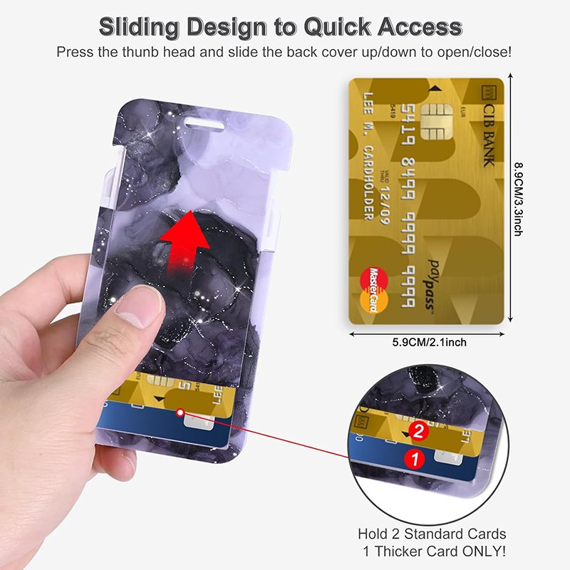 Colorful Sliding Hard Plastic Id Badge Holder Card Protector For Office School Nurse Credit Cards Proximity Key Passes Gifts