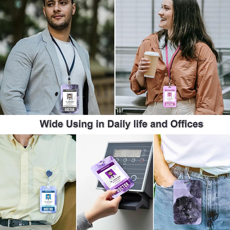 Colorful Sliding Hard Plastic Id Badge Holder Card Protector For Office School Nurse Credit Cards Proximity Key Passes Gifts