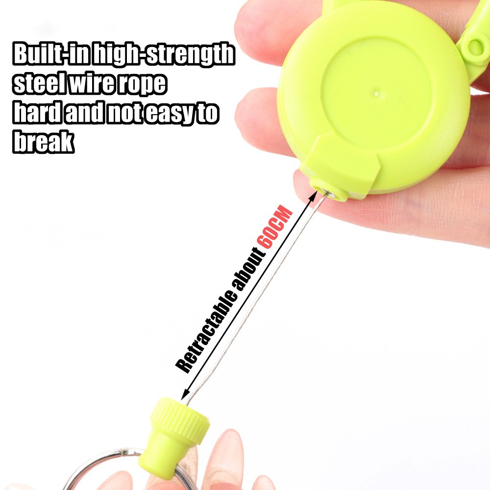 P-076 Macaron Color Heavy Duty Carabiner Anti Lost Retractable Badge Reels Holders with Keychain Accessories