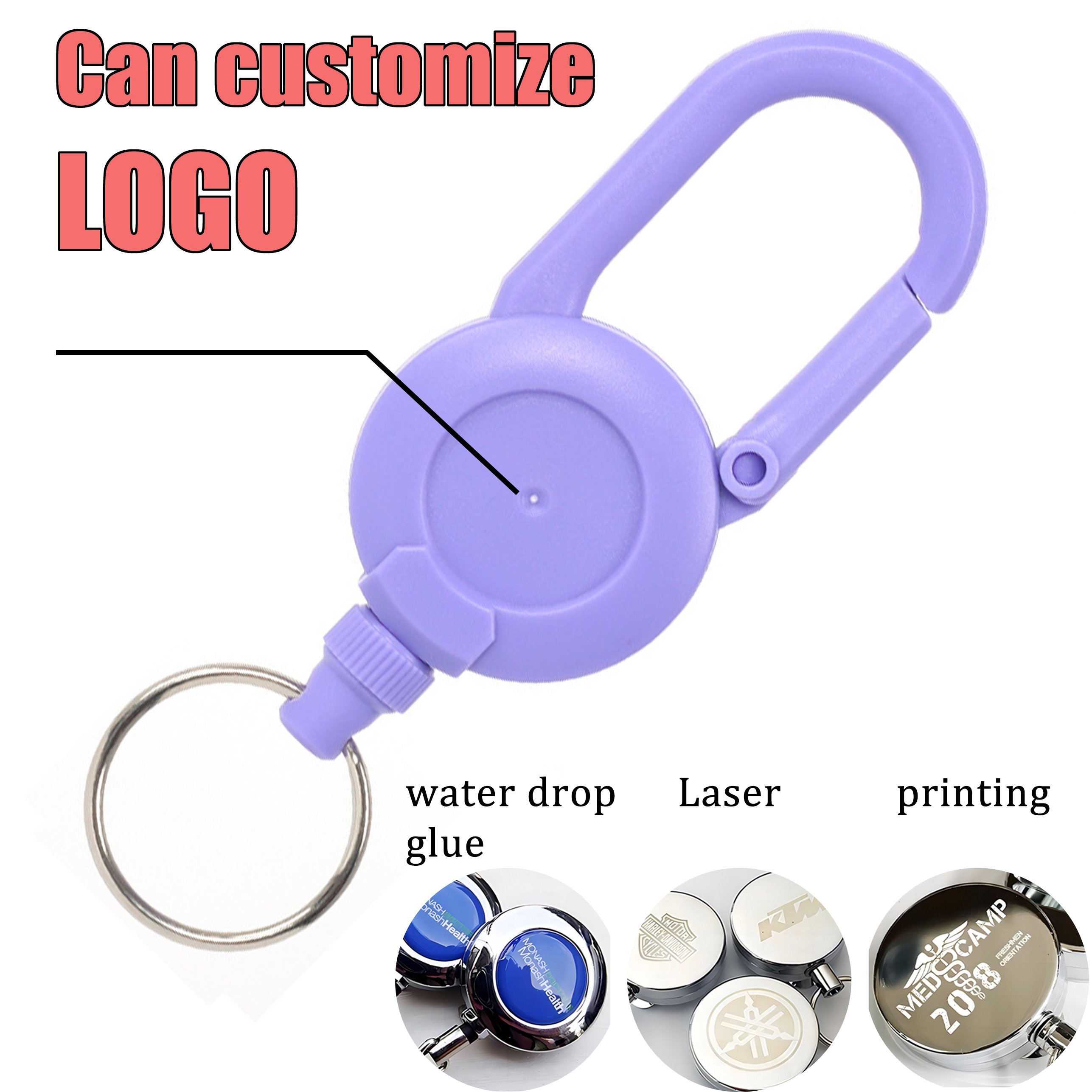 P-076 Macaron Color Heavy Duty Carabiner Anti Lost Retractable Badge Reels Holders with Keychain Accessories