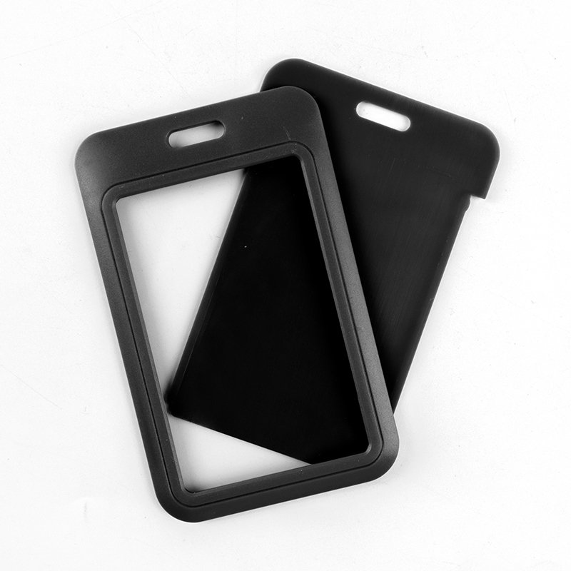 ID Badge Holder, Sliding Plastic ID Card Holder, Vertical Hard Card Work Badge Sleeve for Office, School, Factory