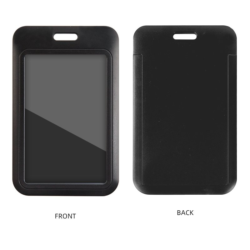 ID Badge Holder, Sliding Plastic ID Card Holder, Vertical Hard Card Work Badge Sleeve for Office, School, Factory