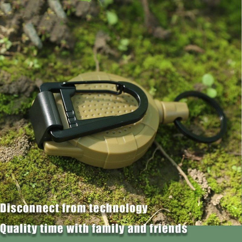 Heavy Duty 5CM Retractable Badge Reels Holder Anti Lost Metal Carabiner Clip Outdoor Hiking Backpack Keychain