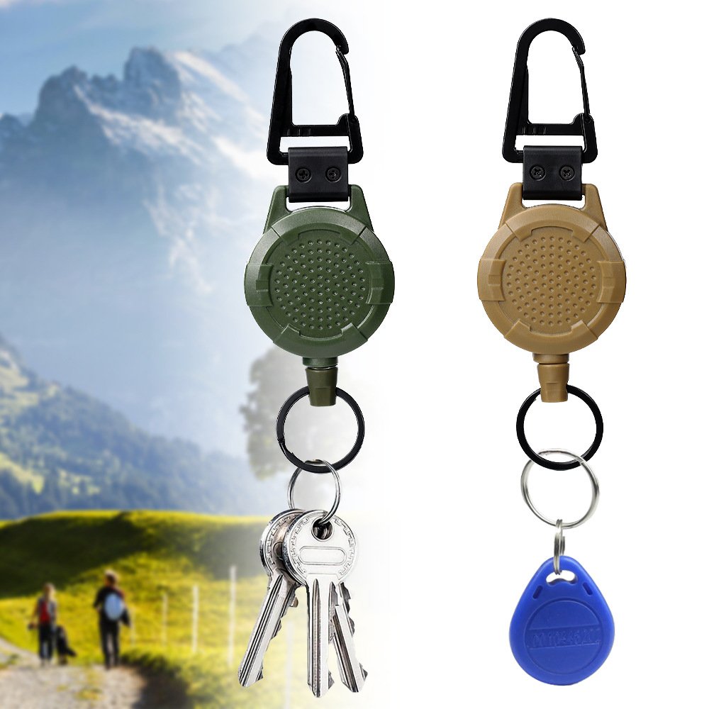 Heavy Duty 5CM Retractable Badge Reels Holder Anti Lost Metal Carabiner Clip Outdoor Hiking Backpack Keychain