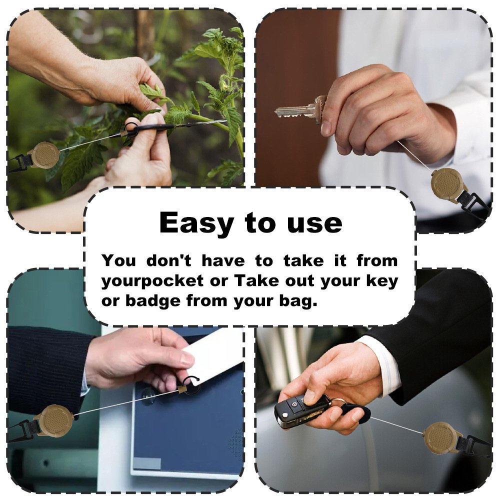 Heavy Duty 5CM Retractable Badge Reels Holder Anti Lost Metal Carabiner Clip Outdoor Hiking Backpack Keychain