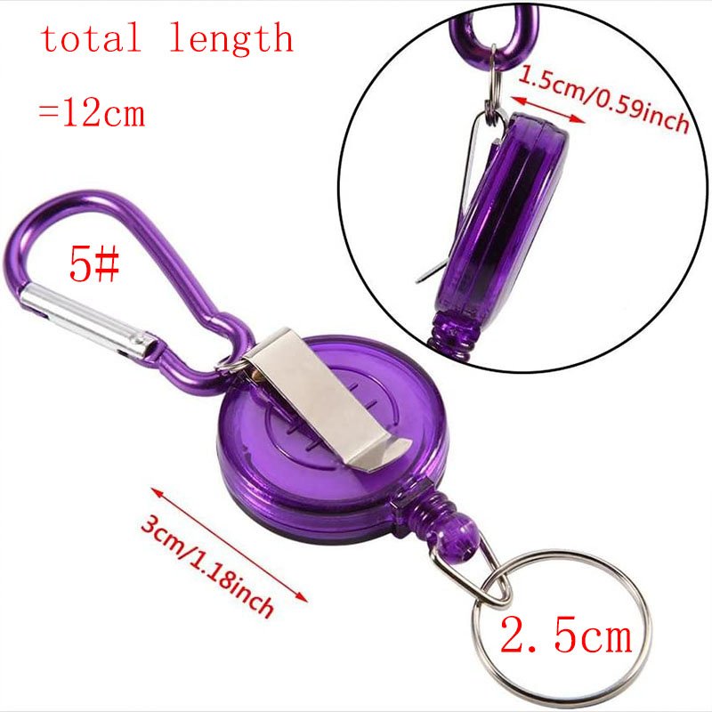 ABS Translucent Retractable Badge Reel Clip Keychain Plastic Key Chain Heavy Duty Reel Badge Holder Clips Carabiner Retractor
