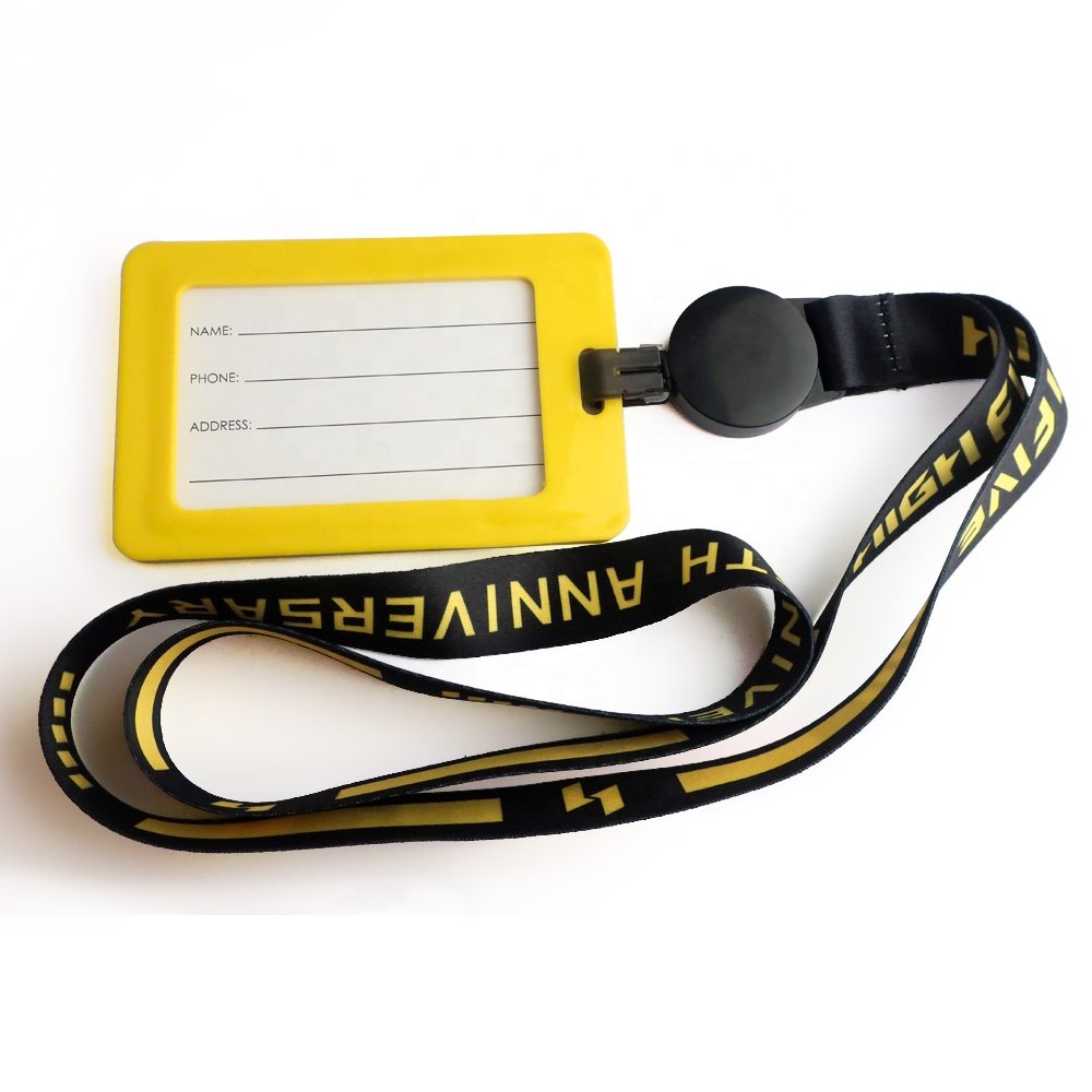 neck lanyard with logo custom name retractable pvc plastic id card badge holder