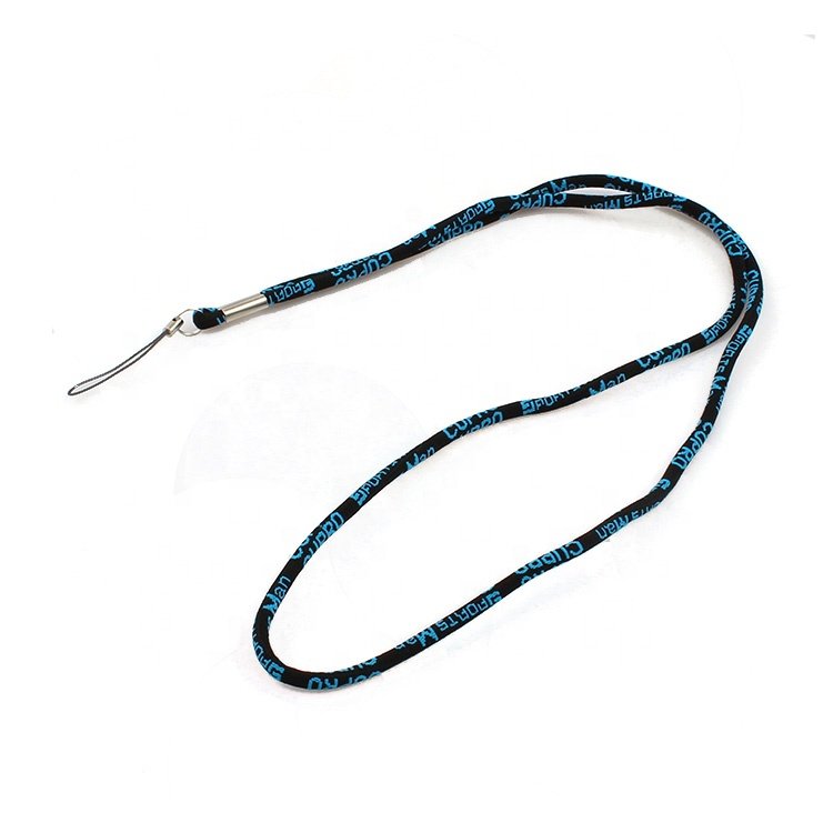 Free Sample Silkscreen Logo Id Cards Badge Nylon Straps Round Cord Lanyard With Logo Custom