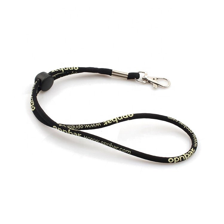 Free Sample Silkscreen Logo Id Cards Badge Nylon Straps Round Cord Lanyard With Logo Custom