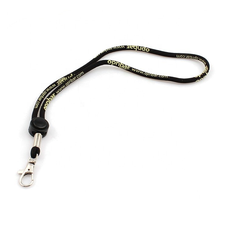 Free Sample Silkscreen Logo Id Cards Badge Nylon Straps Round Cord Lanyard With Logo Custom