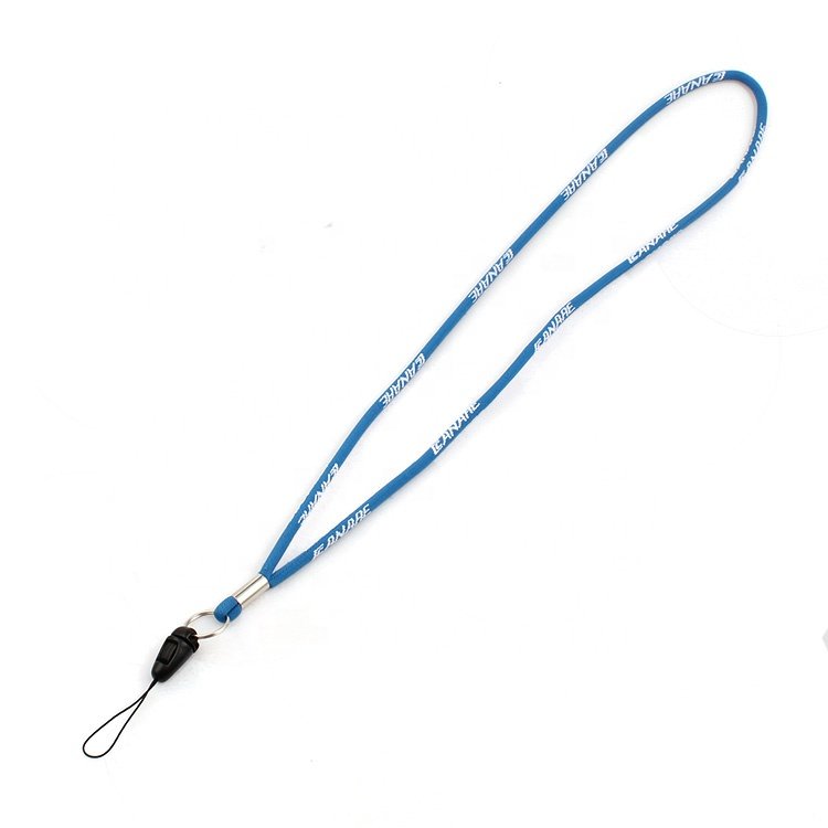 Free Sample Silkscreen Logo Id Cards Badge Nylon Straps Round Cord Lanyard With Logo Custom
